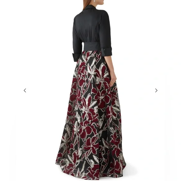 Rickie Freeman for Teri Jon Metallic Jacquard Gown - Picture 2 of 15